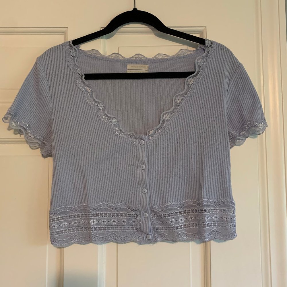 Urban Outfitters Darcy Lace Trim Button-up Cropped